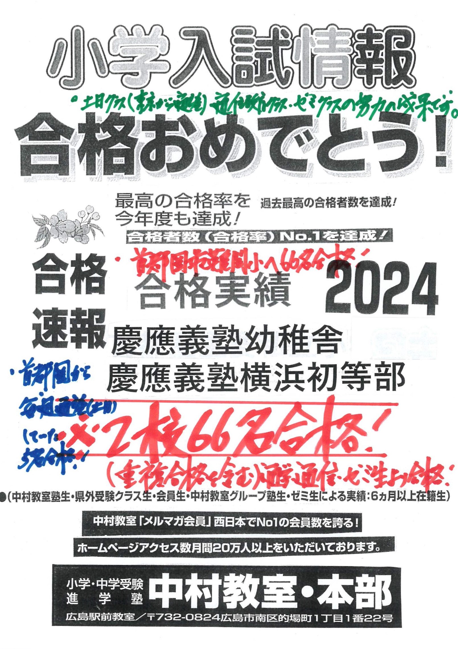 2023/11/17 【合格速報】2024年首都圏最難関 慶應幼稚舎,横浜初等部③